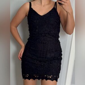 Lulu's Black Textured Mini Dress